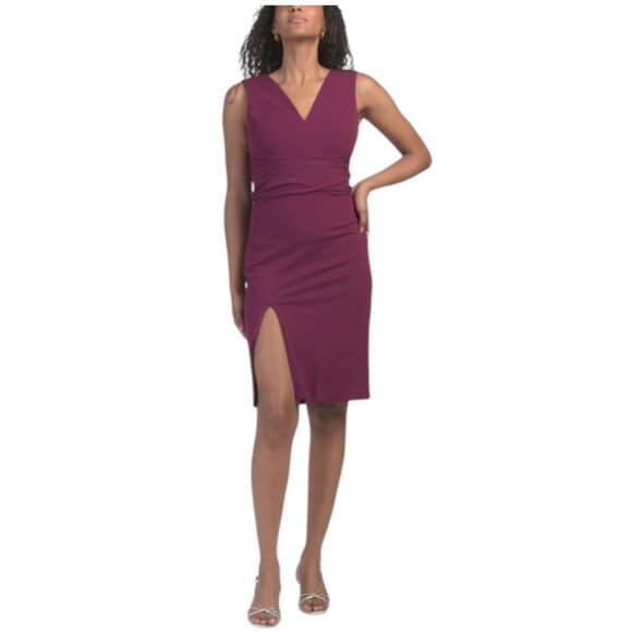 DRESS THE POPULATION Alessia V-neck Midi Dress - Picture 1 of 3